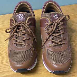 Zeba  Hands Free Brown Leather Sneakers Slip  On Walking Shoes Size 13
